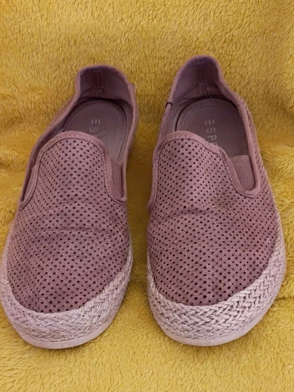 Esprit Perforated Slip-On Espadrilles in Dusty Rose